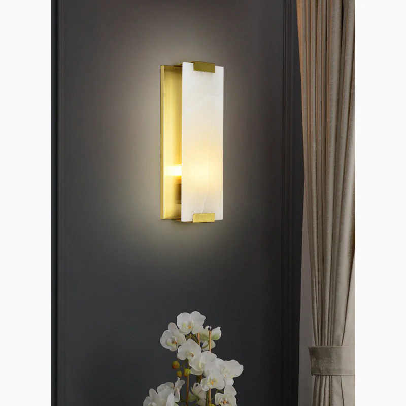 Luxury Copper-Marble LED Wall Lamp for Living Room, Bedroom
