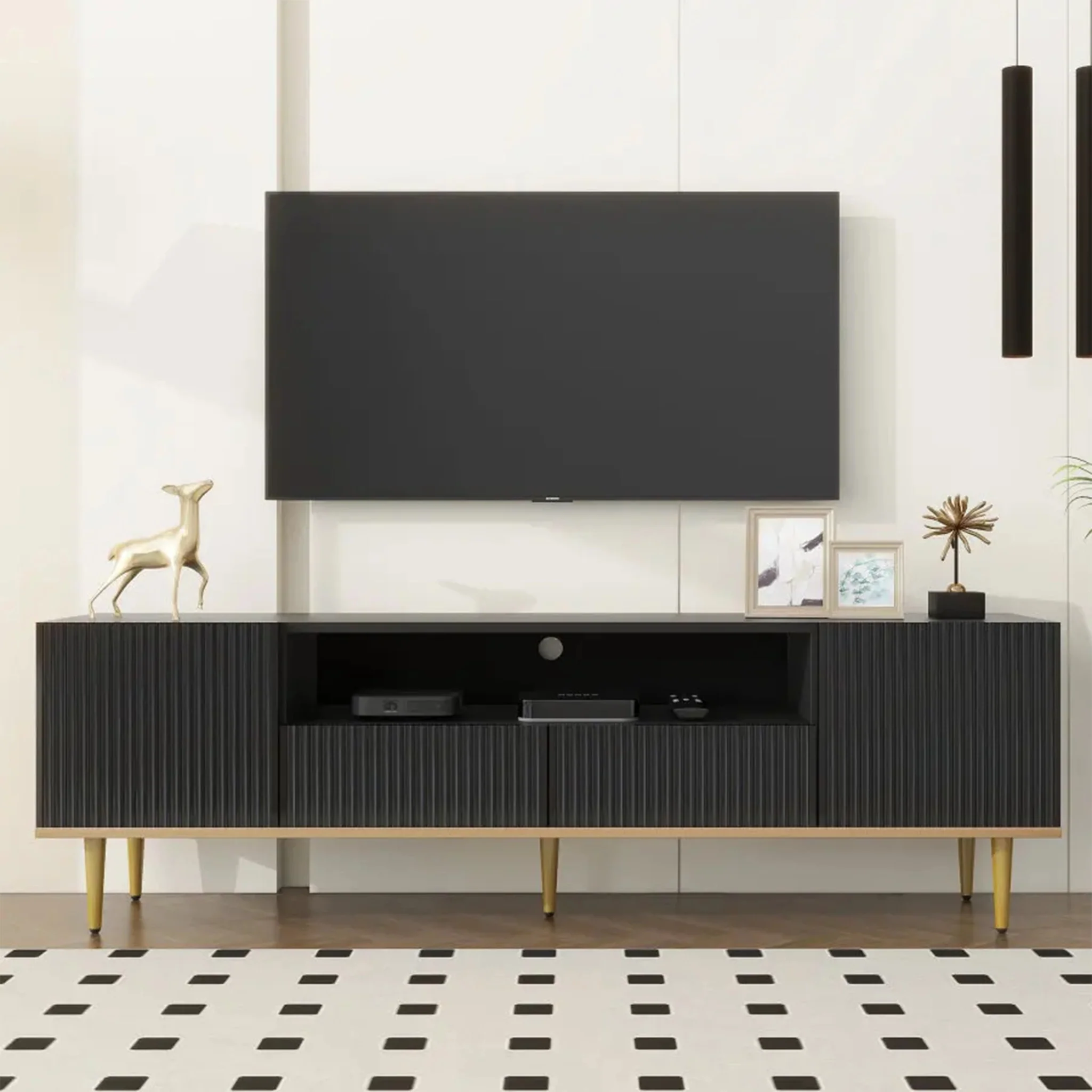 Rhoon | Classic Black/White Elegant Minimalistic TV Stand