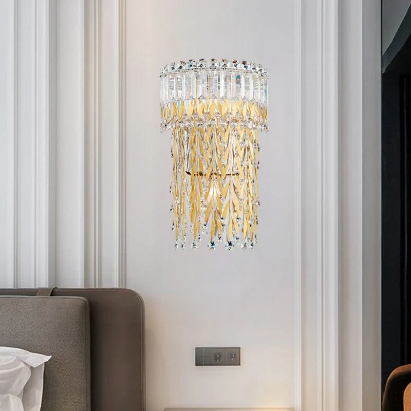 Modern Wall Lamp in Golden Crystal Style for Living Room, Bedroom