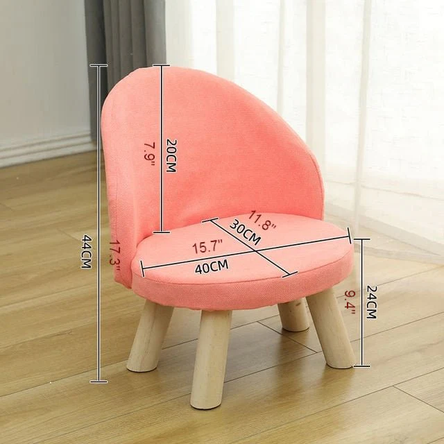 Round Low Stool For Living Room Made of Solid Wood Cotton And Linen