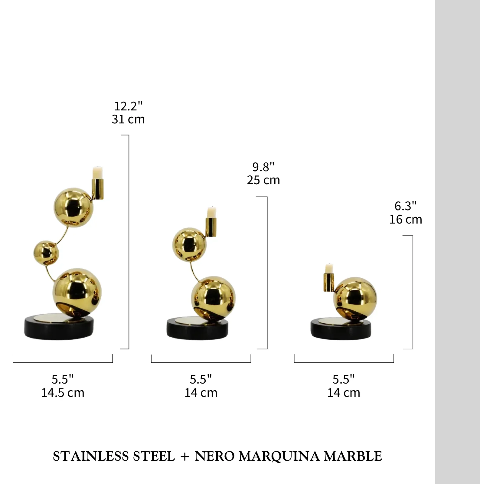 Luxury Gold Stainless Steel Balls Candle Holder