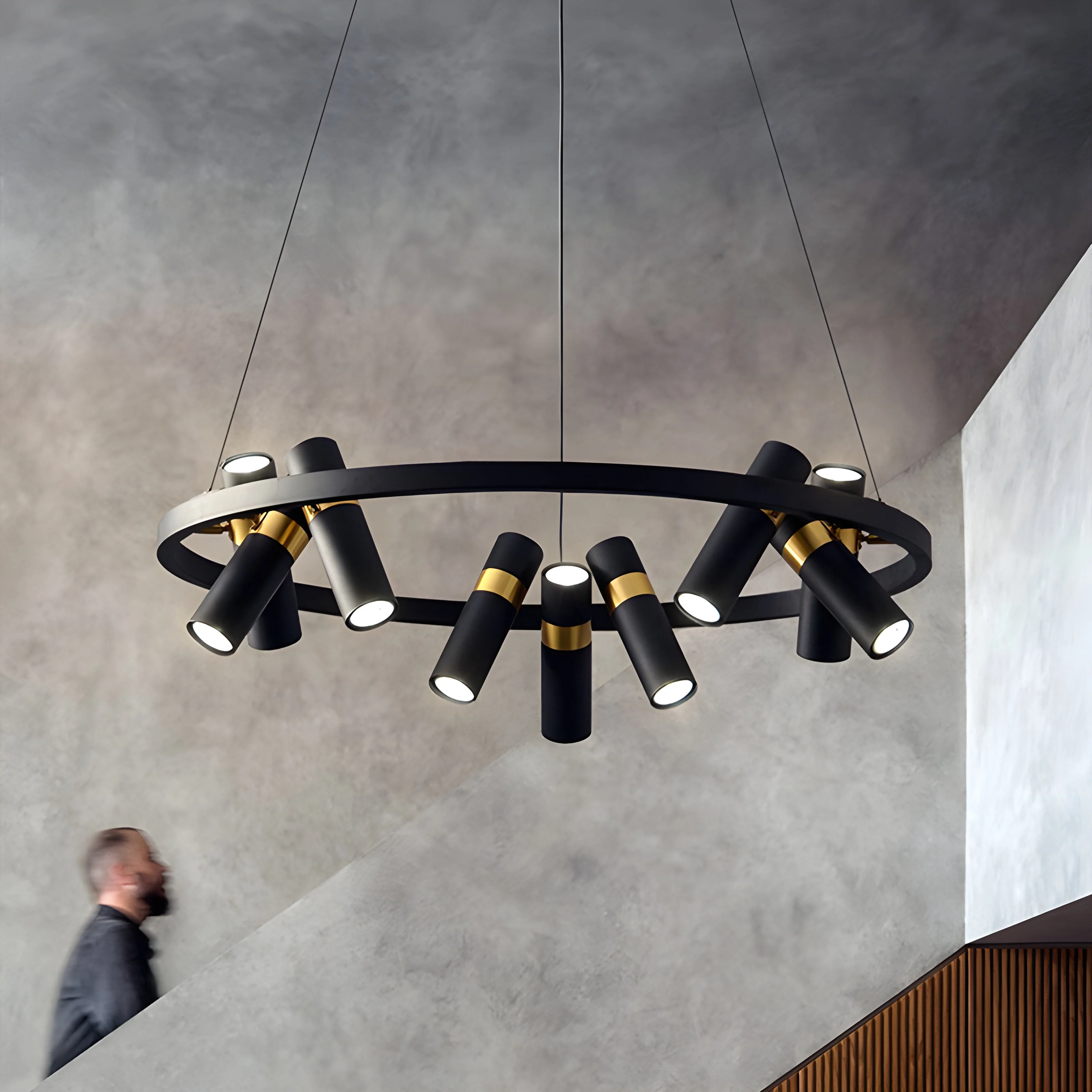Celerina/Schlarigna | Round Black Metal LED Pendant Light