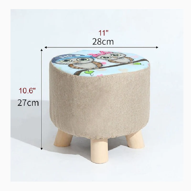 Round Modern Ottoman Made of Solid Wood