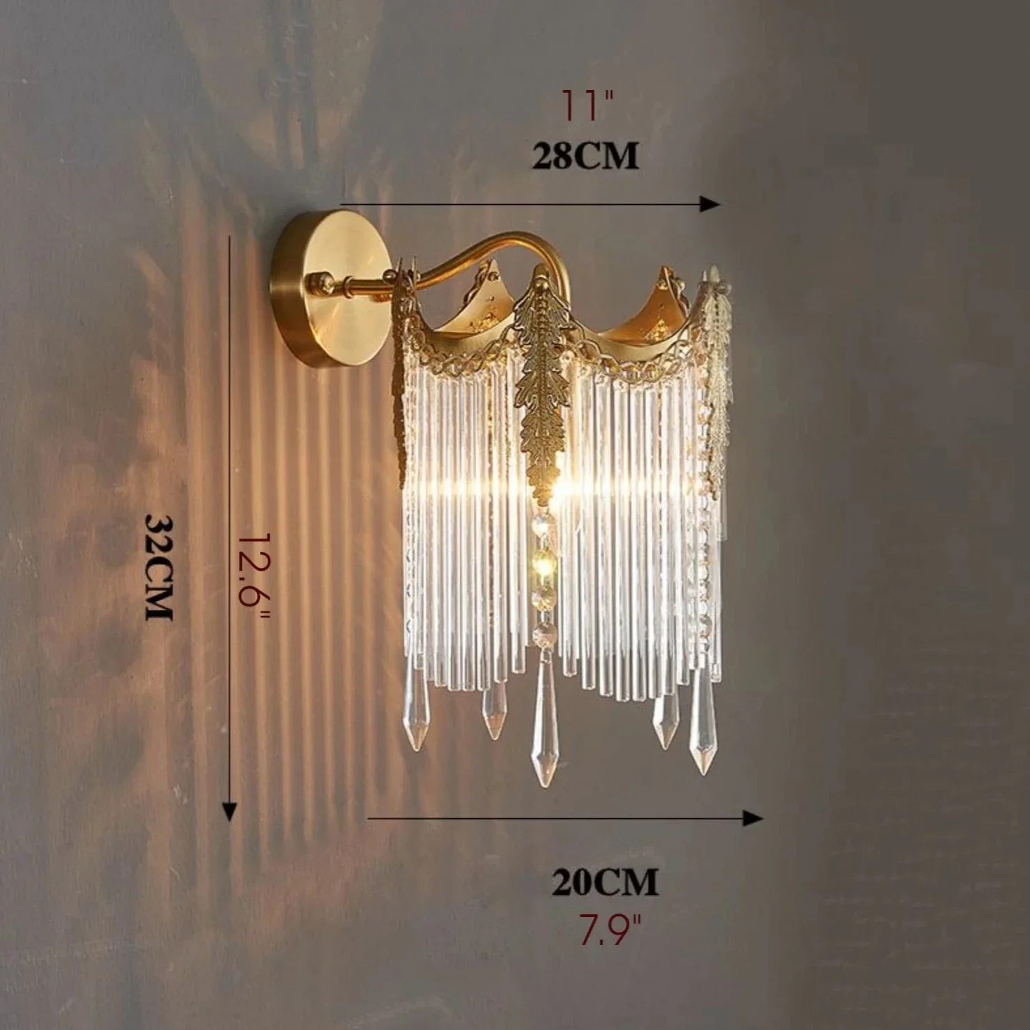Luxury LED Crystal Wall Lamp in European Style for Bedroom, Living Room