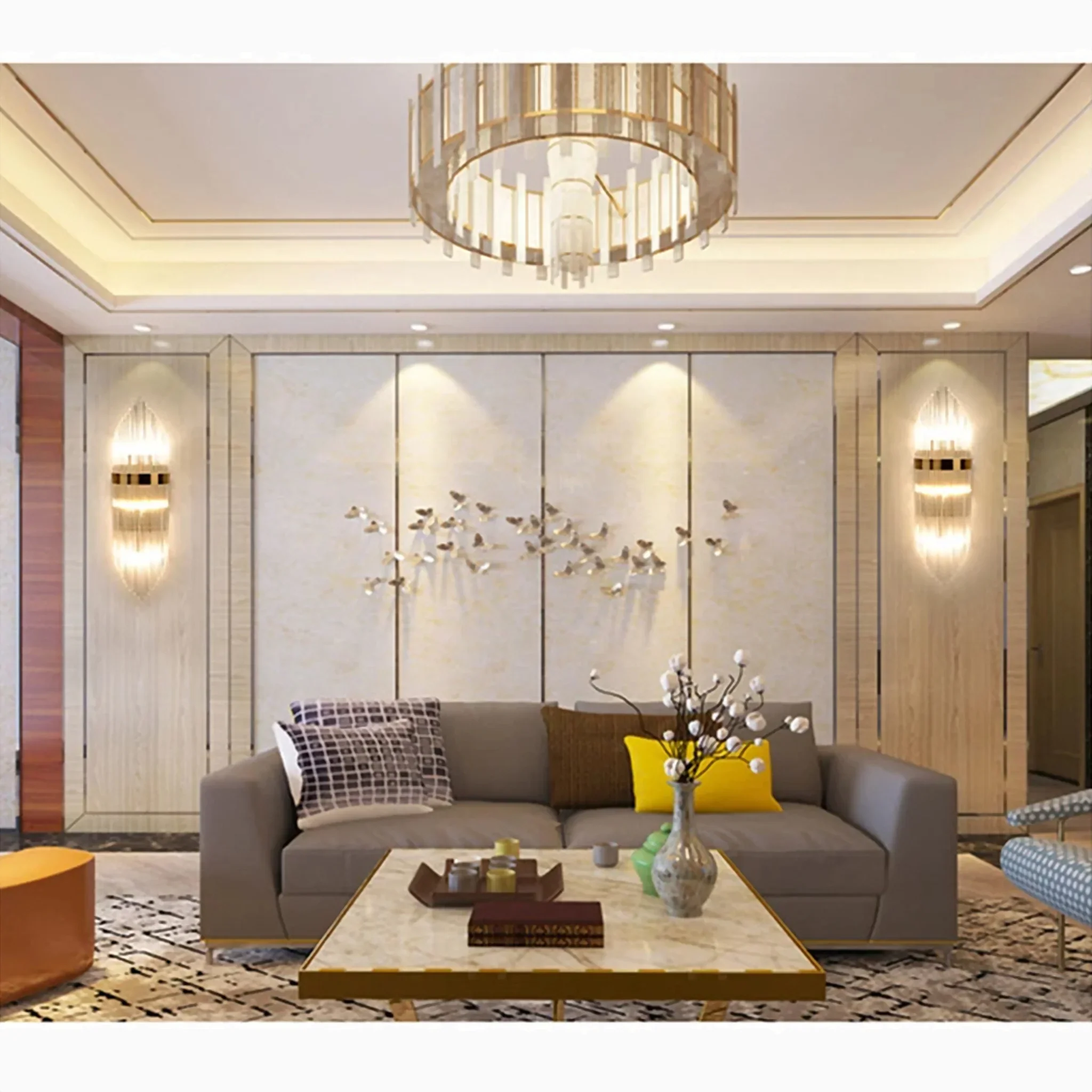 Steckborn | Sleek Stainless Steel Gold Glass Wall Sconce