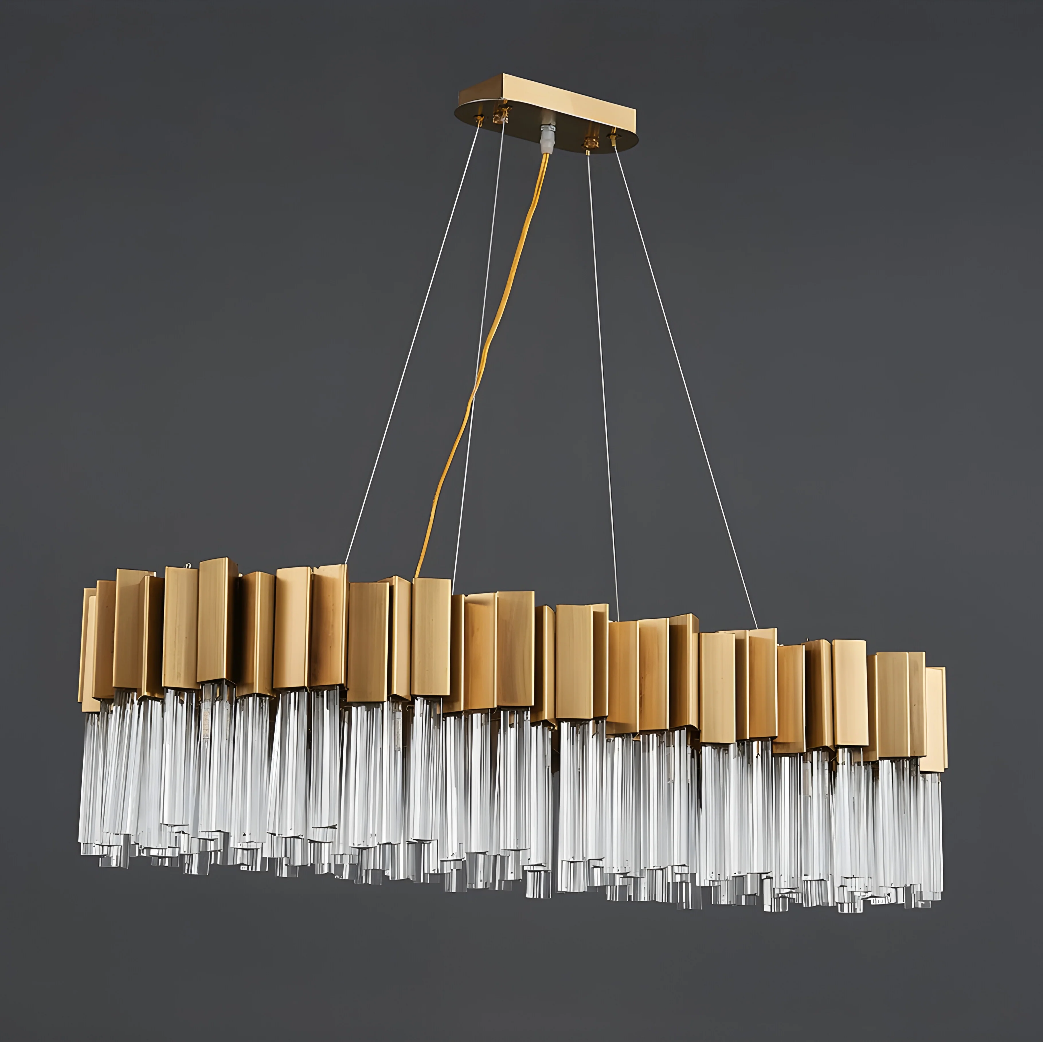 Les Ferres | Modern Gold Crystal Rectangle Chandelier