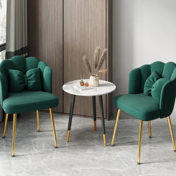 Golden Luxury Makeup Chair with Backrest made of Cotton