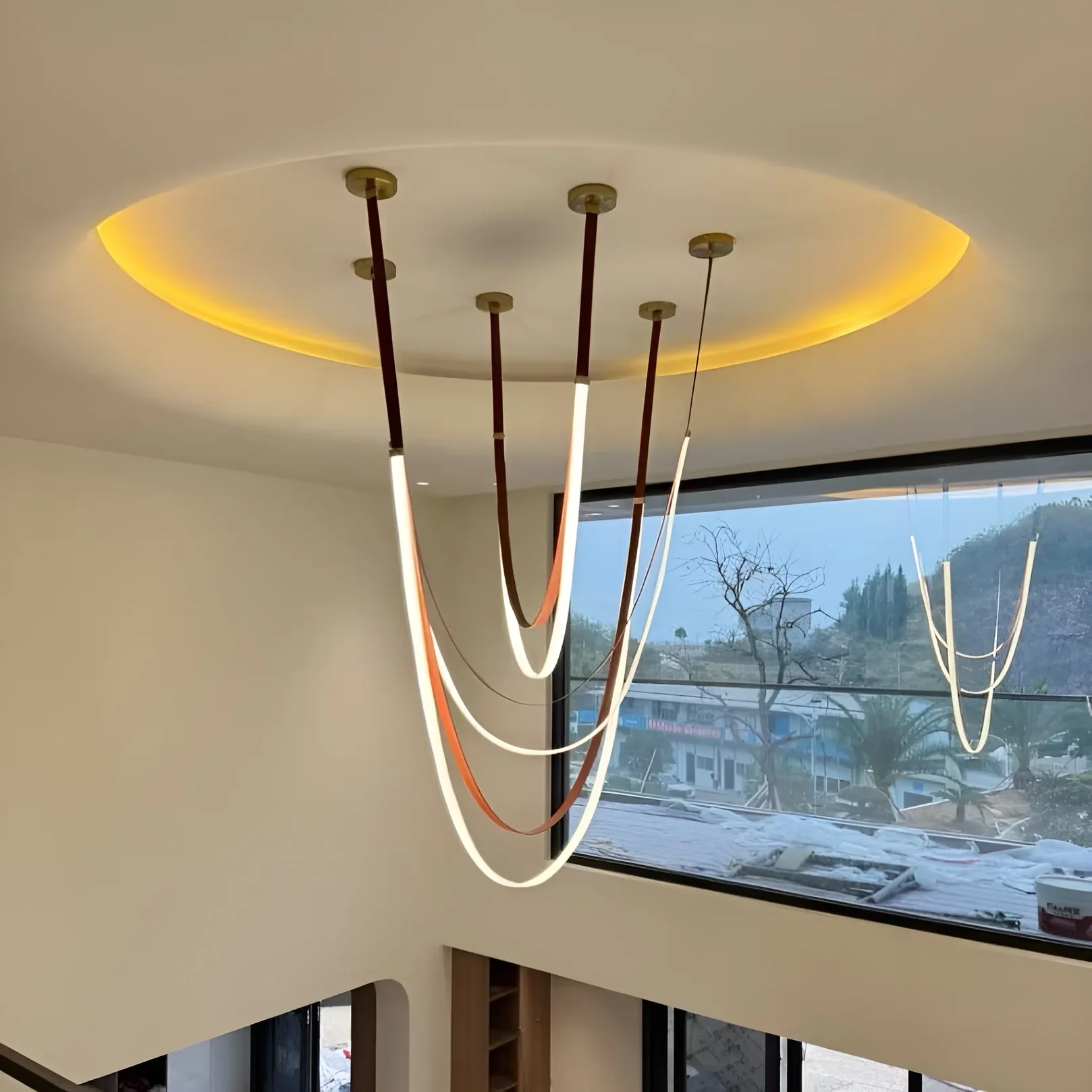 Aurelia Leather Pendant Light - LED Design with Adjustable Curves