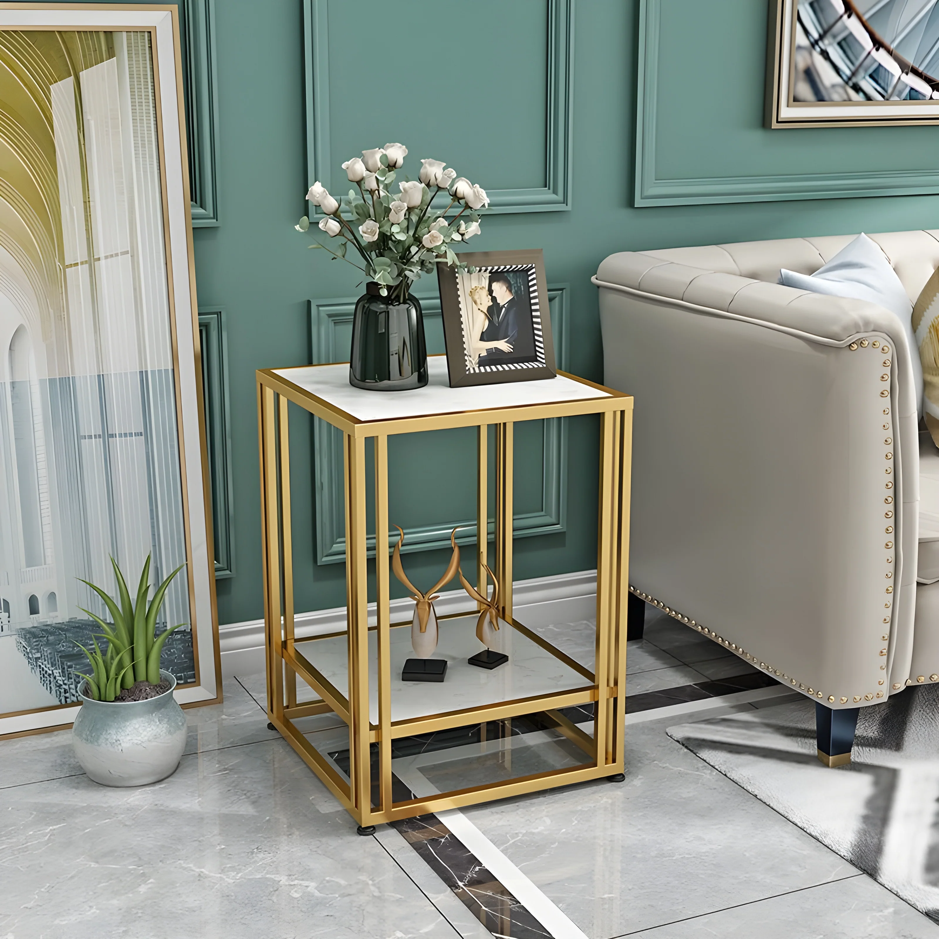 Small Square Simple Creative Marble Coffee Table