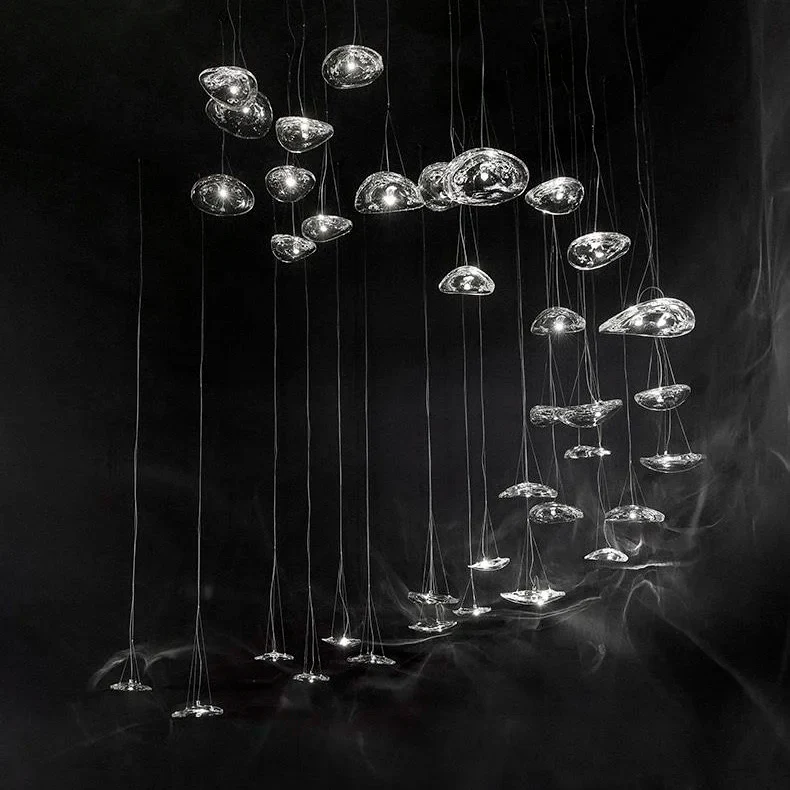 Adelboden | Silver Glass Chandelier For Dining Room