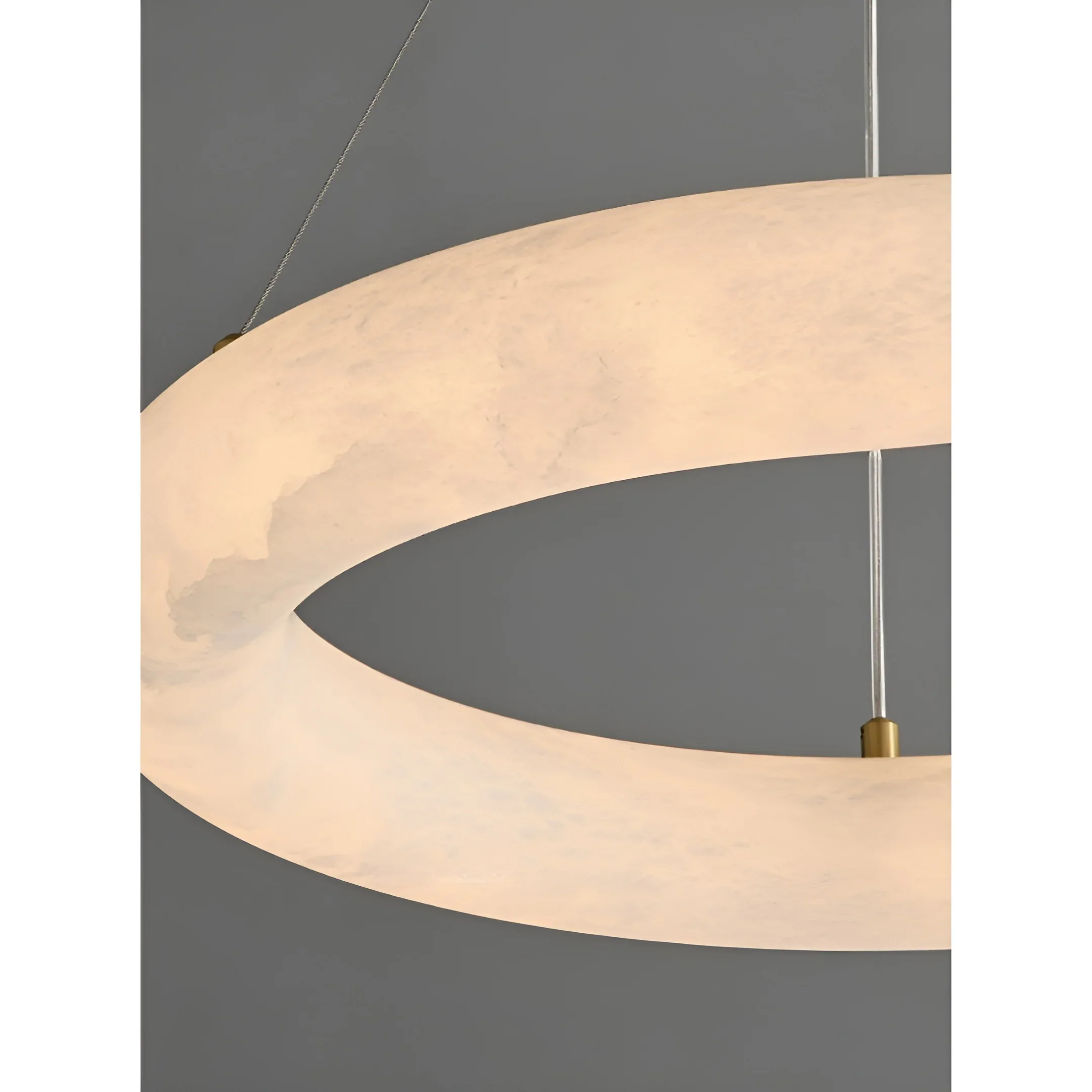 Modern Spanish Alabaster Ring Chandelier - Brass Ceiling Light