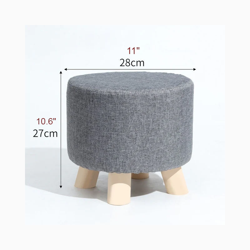 Round Modern Ottoman Made of Solid Wood