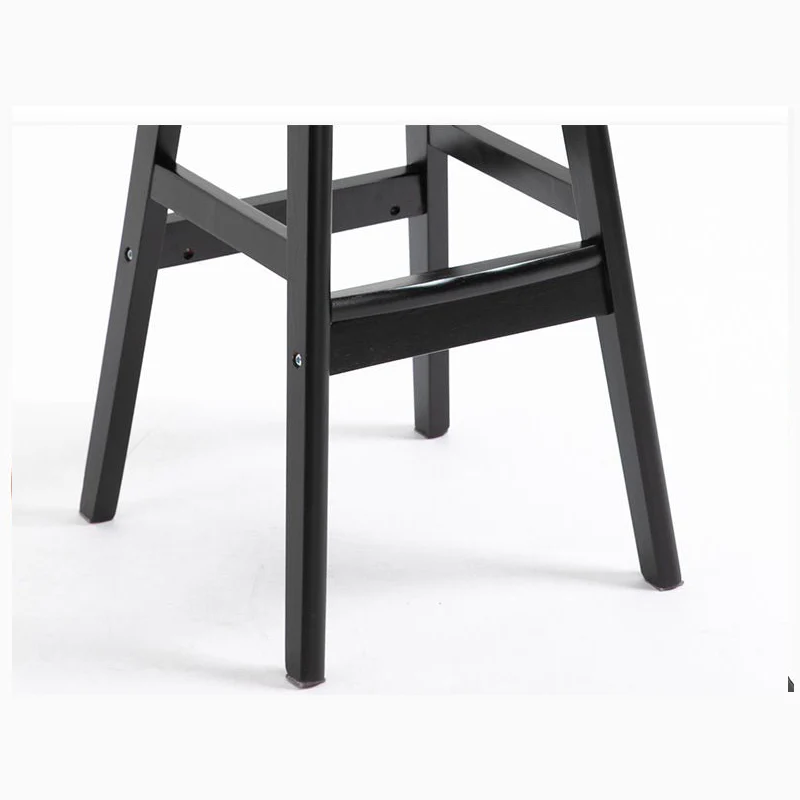 High-Leg Bar Stool with Backrest Made of Solid Wood