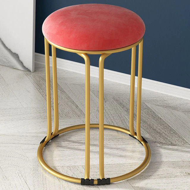 Nordic Suede and Leather Stacked Dining Round Stool