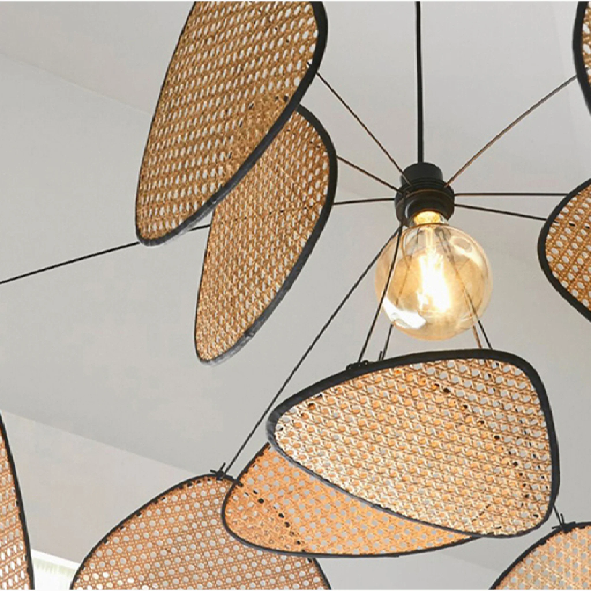 Bulach | Modern Chandelier with Hand Made Rattan Wicker