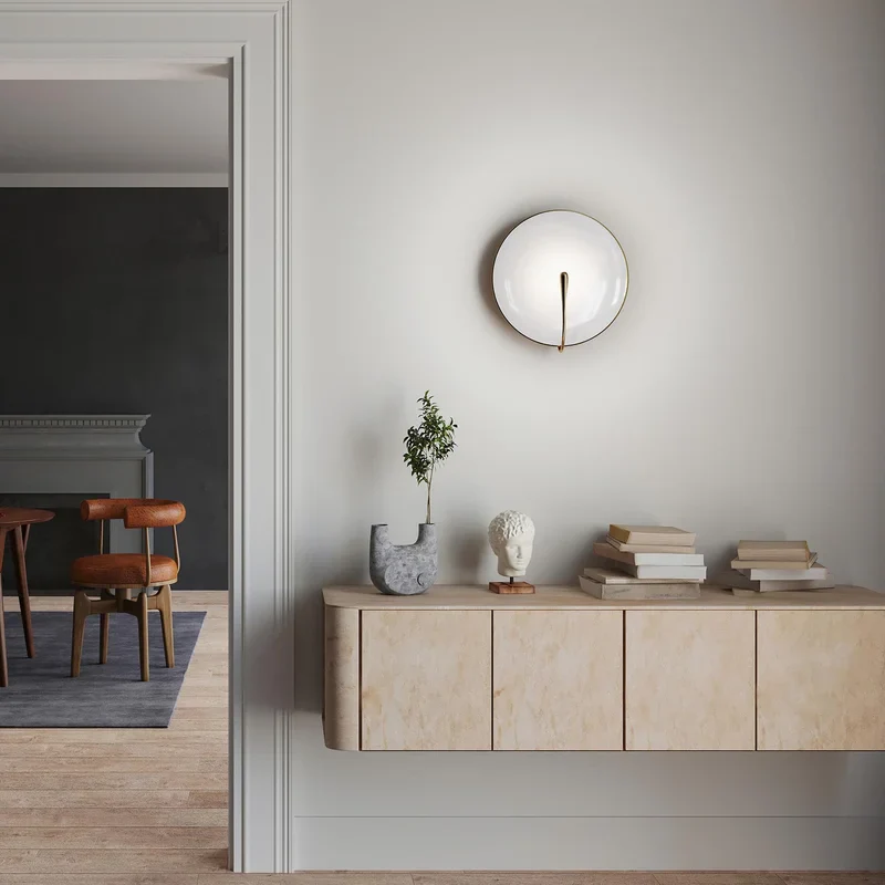 Murten | White Marble Wall Lamp in the Shape of Lens