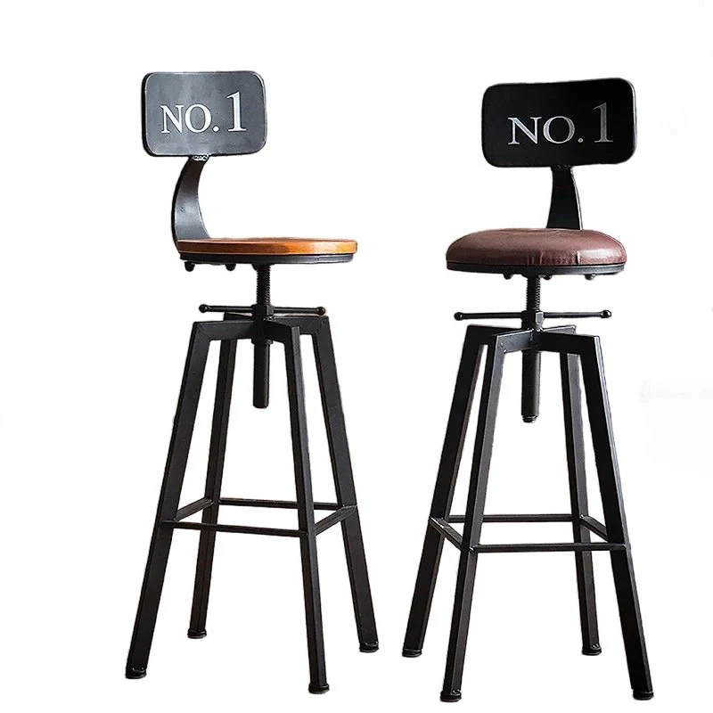 Industrial-Styled Iron Rotating and Lifting Bar Stool No.1