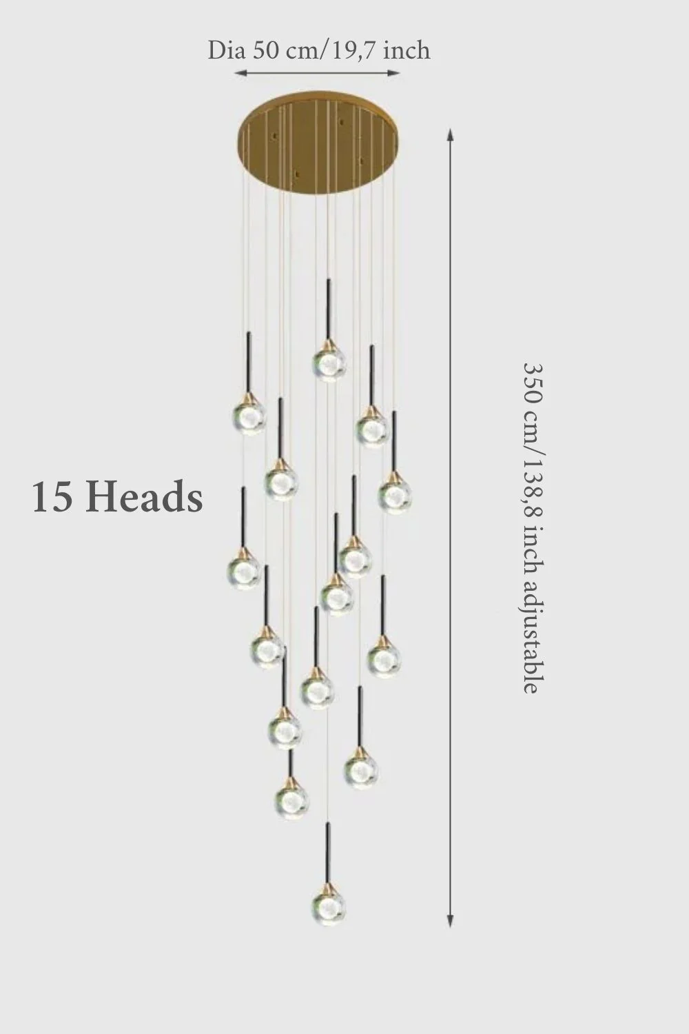 Peillon | Gold Crystal Raindrop Glass Ball Chandelier