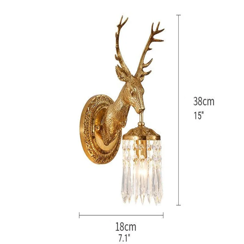 Luxury Wall Lamp in the Shape of a Deer Head for Living Room, Bedroom