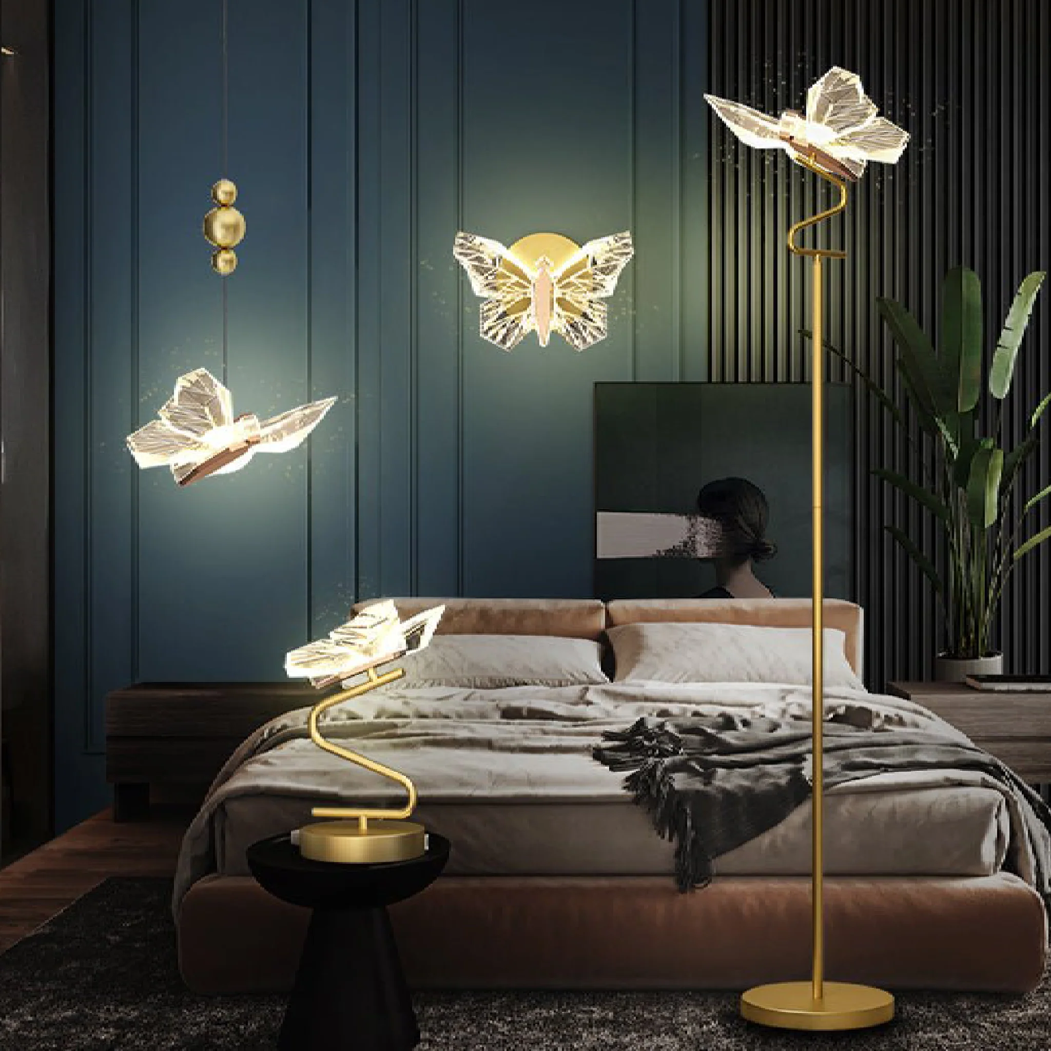 Aeschiried | Gold Lighting in the Shape of Butterfly for Bedroom