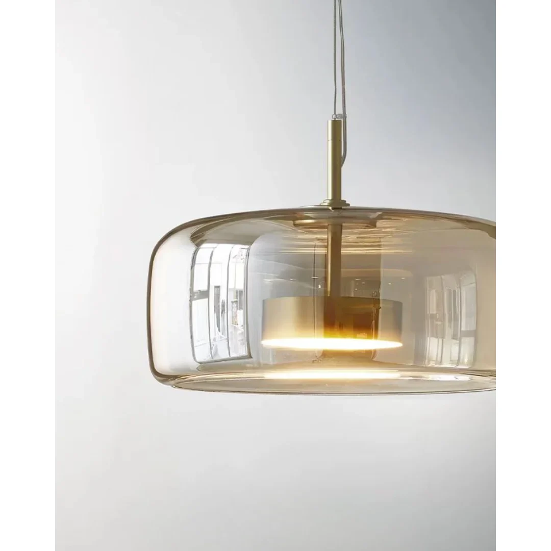 Nordic Amber Glass Pendant Light - Modern Designer Ceiling Lamp