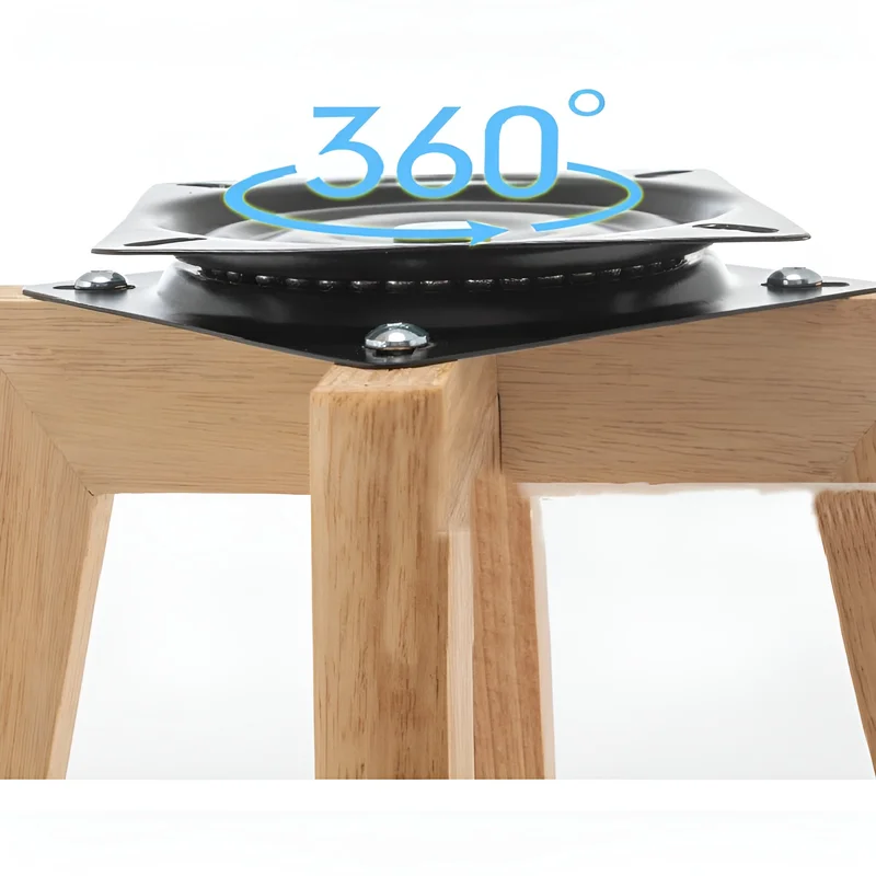 Retro-Styled Rotating High Bar Stool Made of Solid Wood