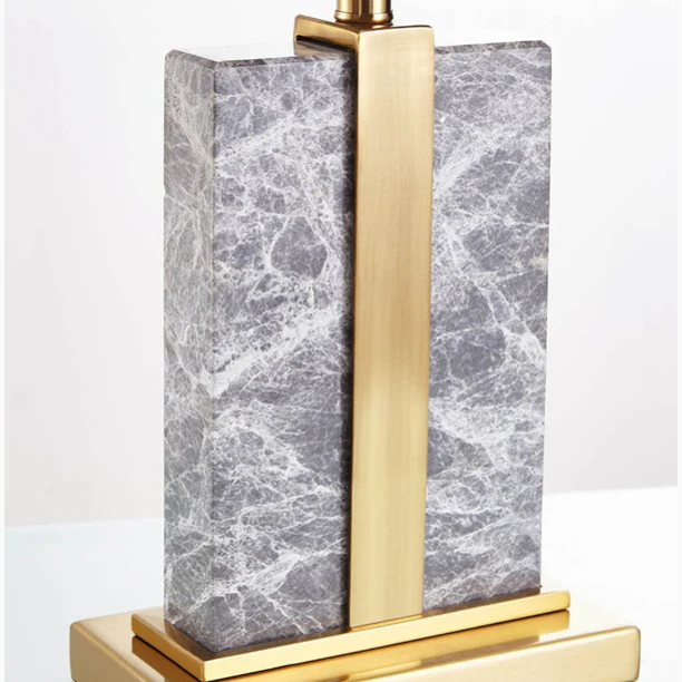 New Gray Marble LED Light Modern Fabric Table Lamp