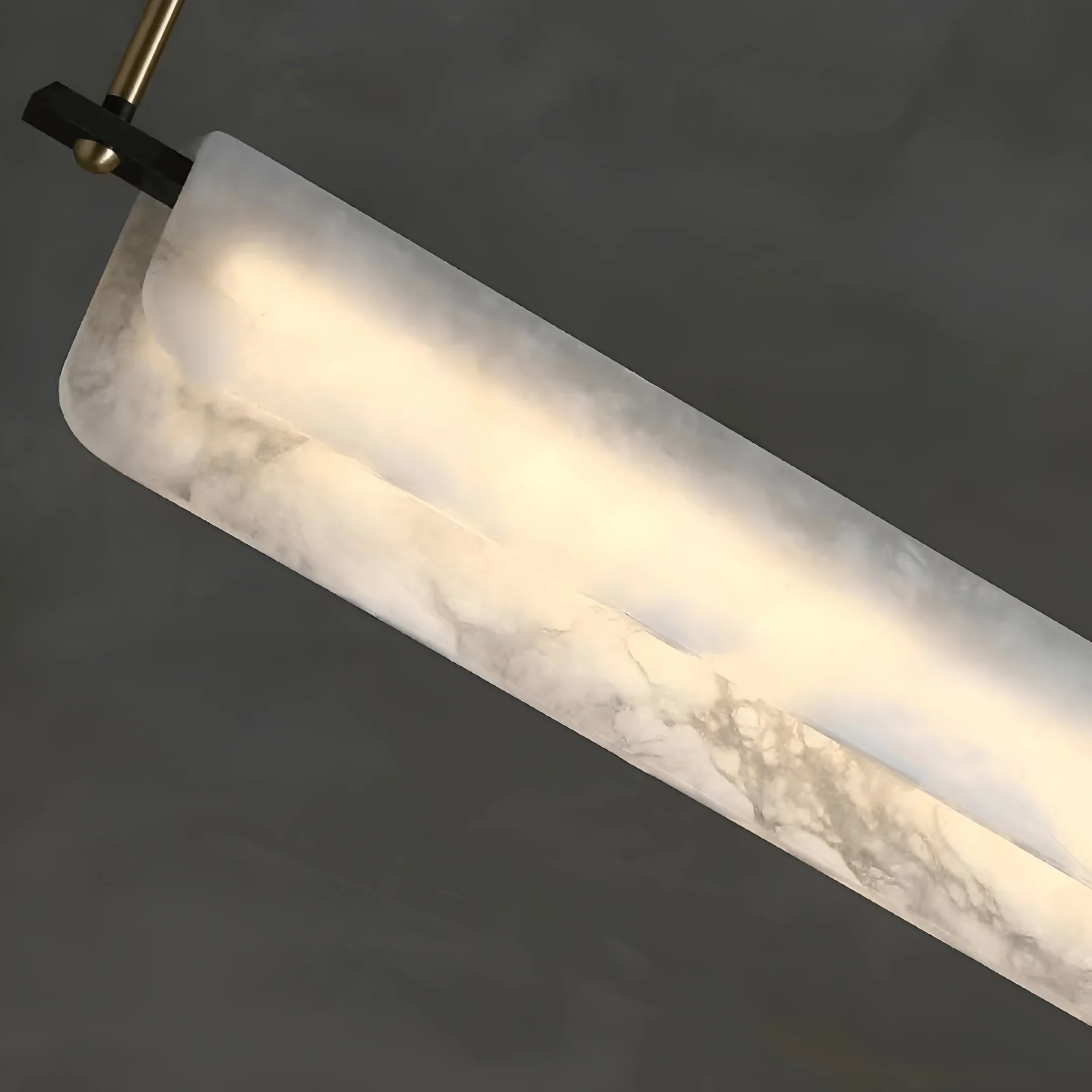 Almeria Marble & Brass Linear Pendant Light For Dining Room