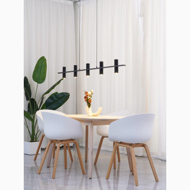 Seengen | Minimalistic Modern Black Copper Stone Chandelier