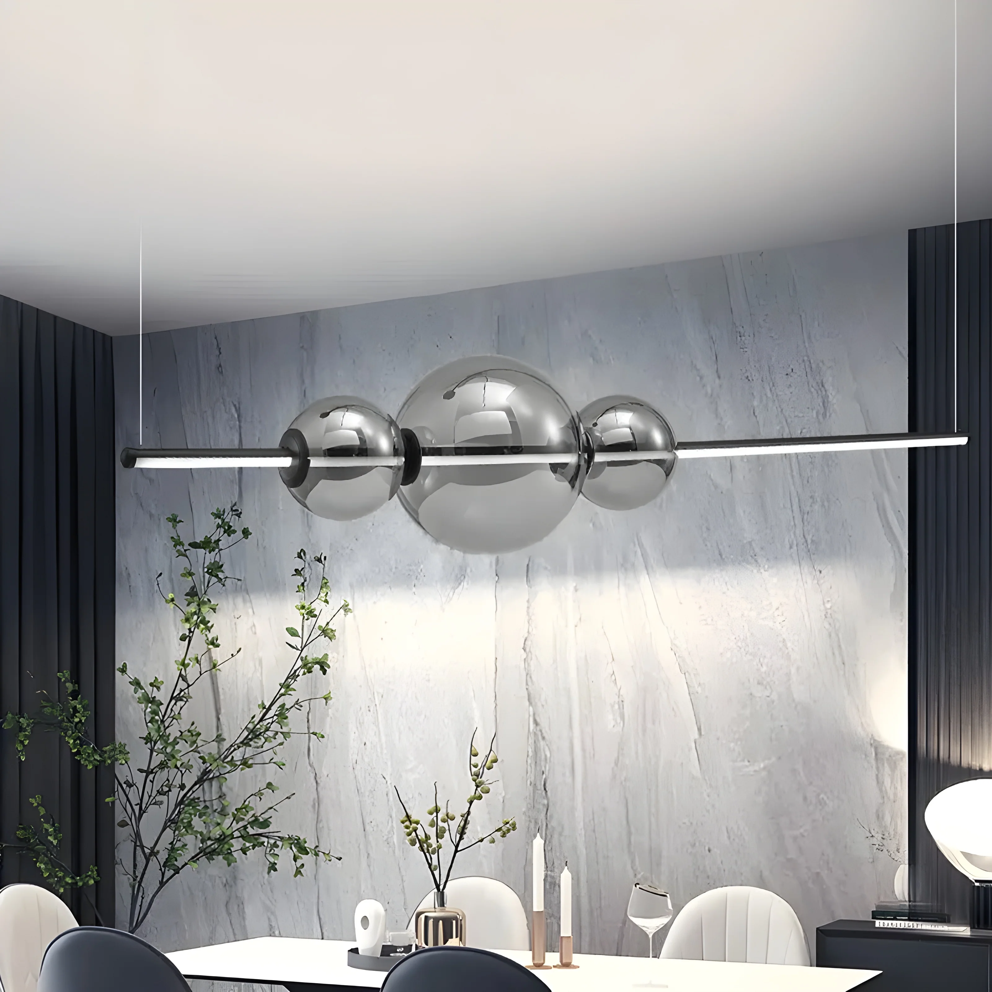Alberona | Chic Minimalistic Modern Glass LED Chandelier
