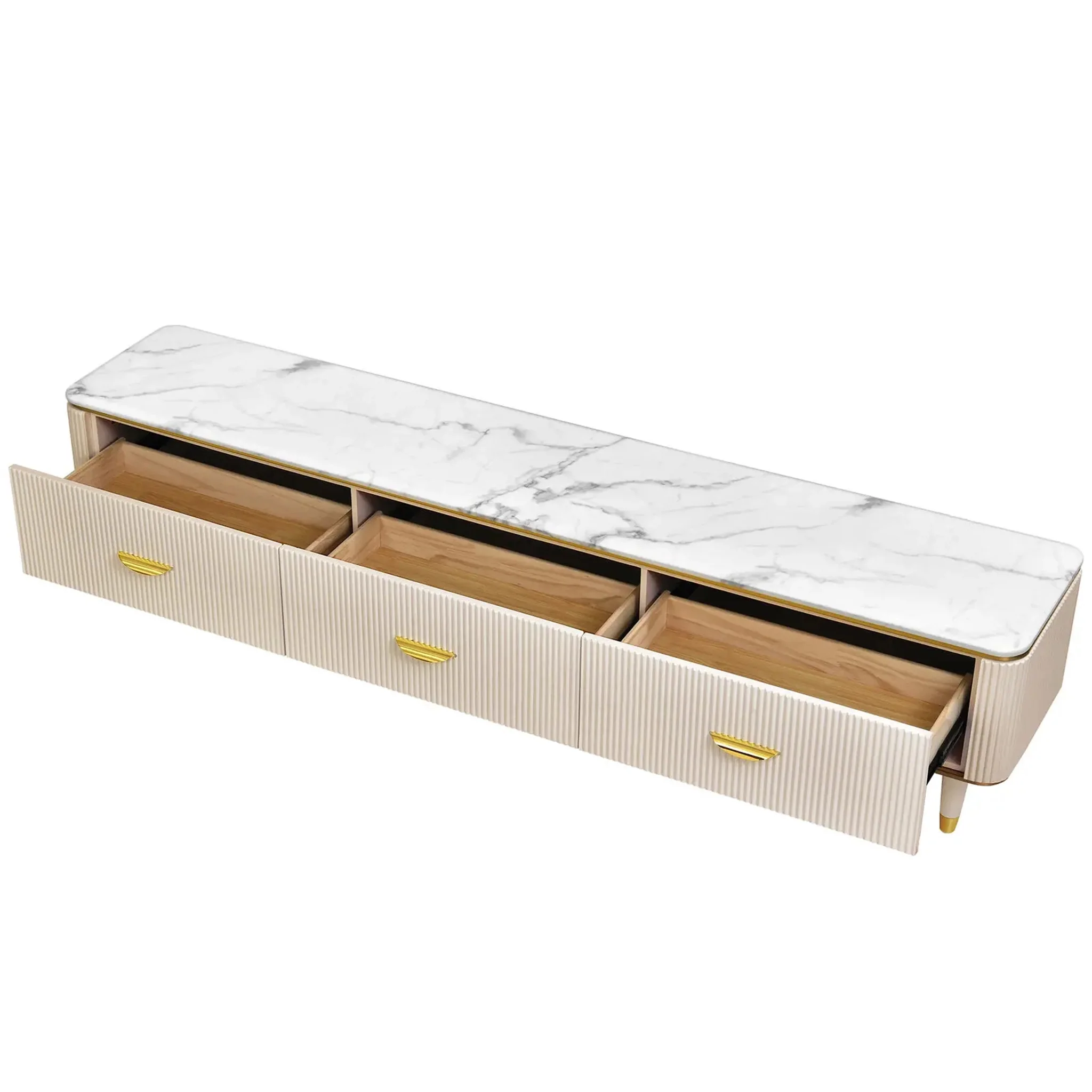 Meuse | Marble Top Luxurious White TV Stand