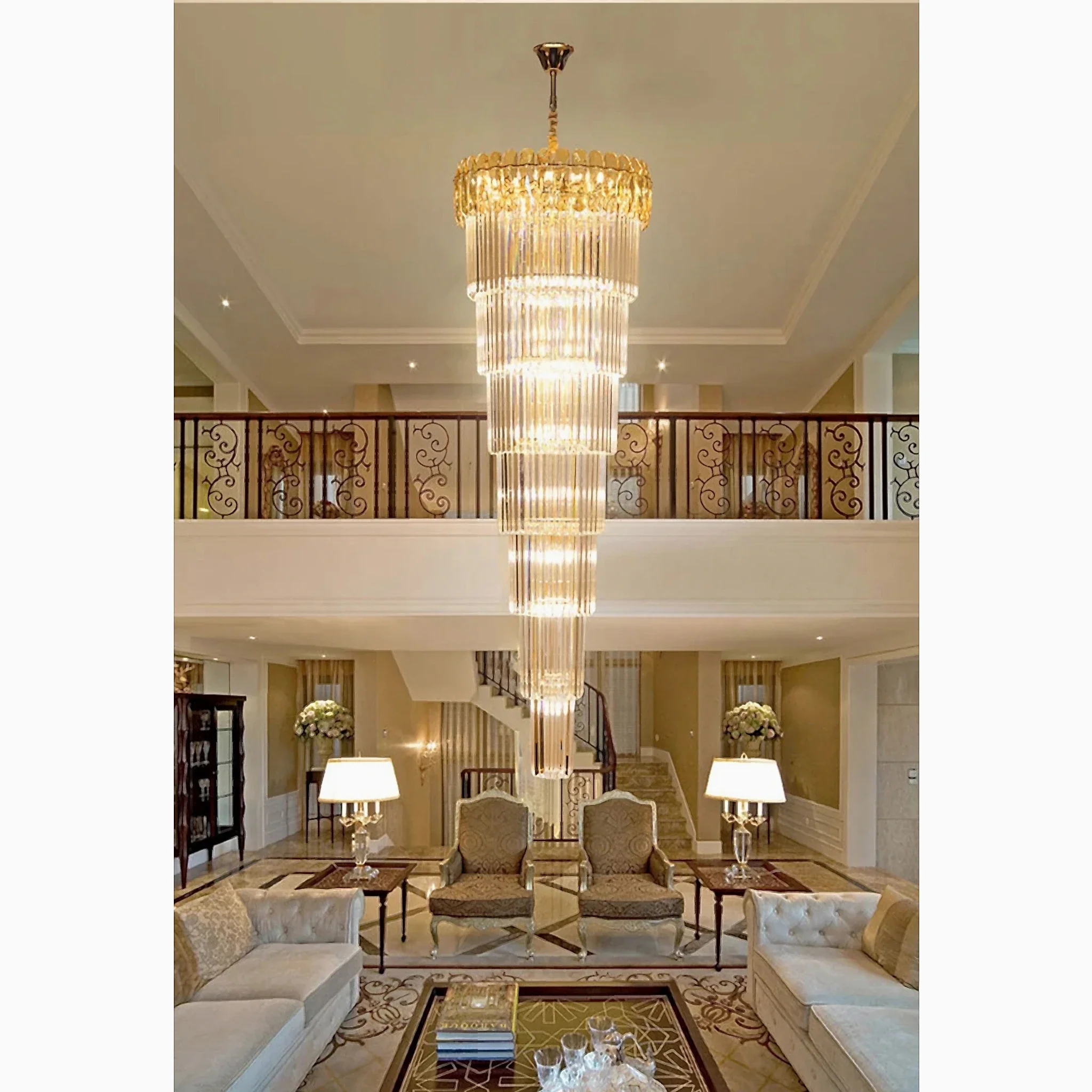 Belvedere | Royal Long Crystal Chandelier For Staircase