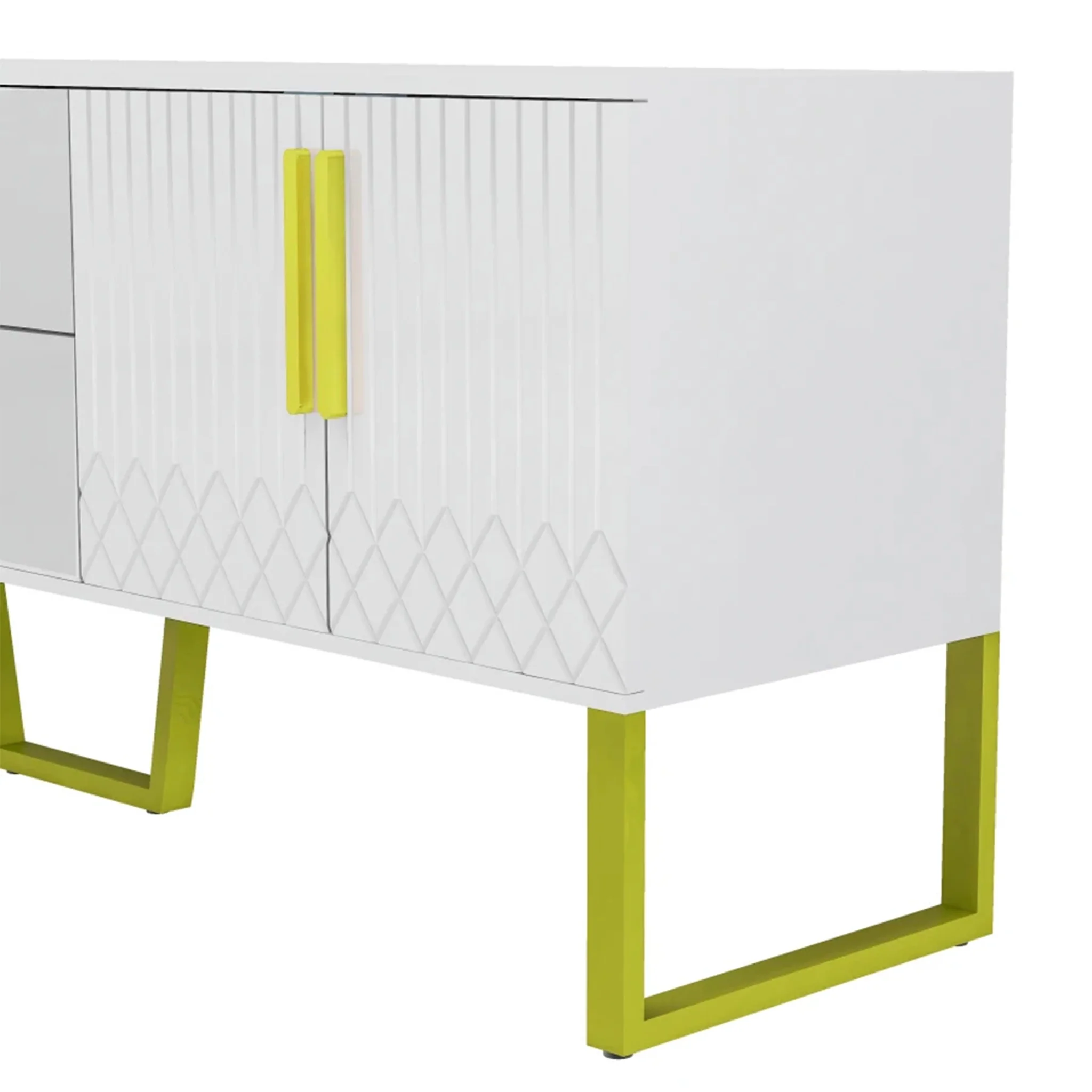 Vah | Elegant Black/White TV Stand with Metal Frame