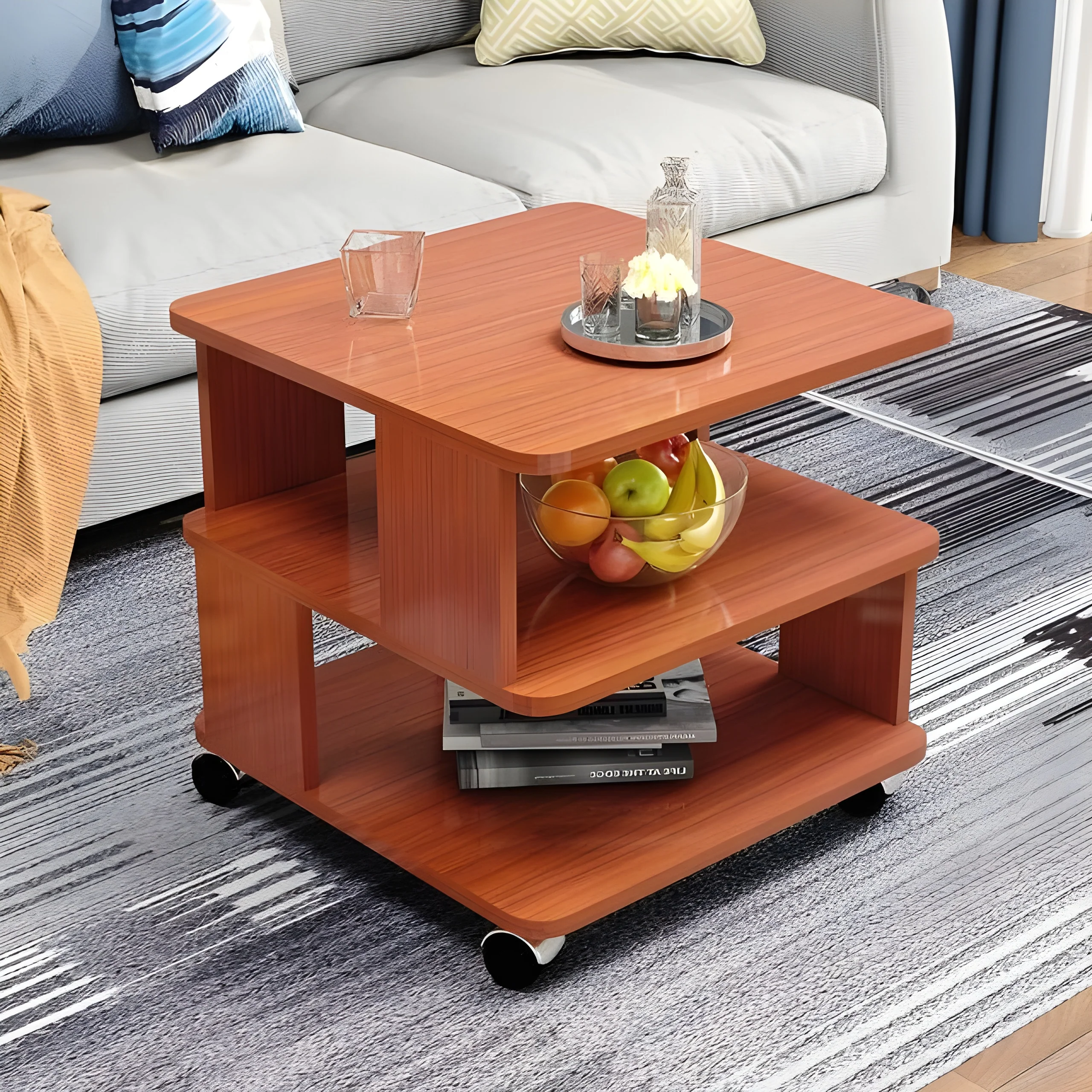 Modern Simplicity Coffee Table Made of Solid Wood with Multifunctional Storage