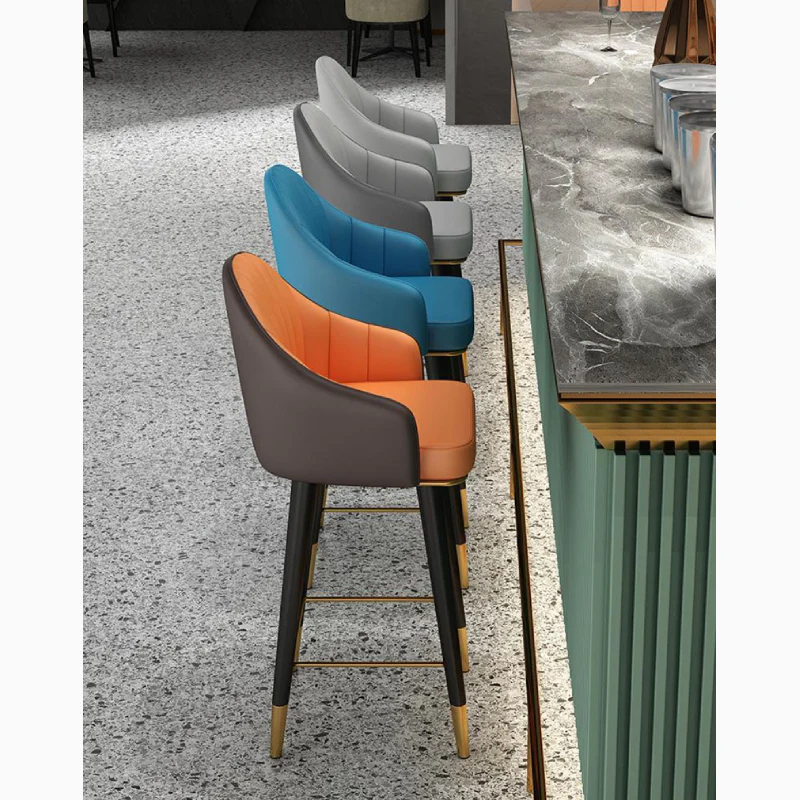 Modern Rotating High Bar Chair with Backrest for Living Room and Restaurants