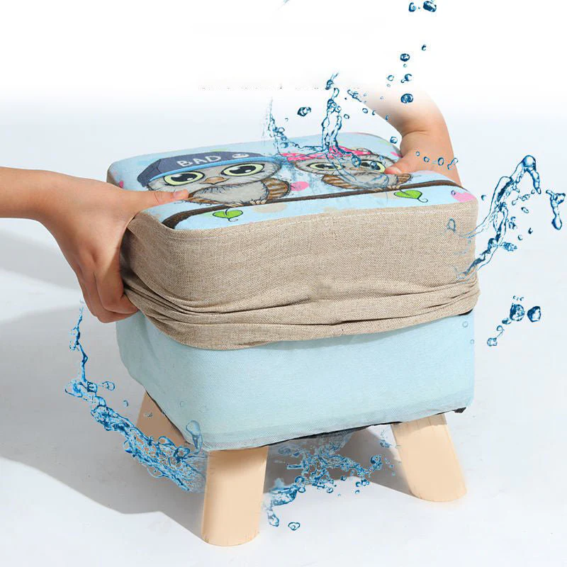 Round Modern Ottoman Made of Solid Wood