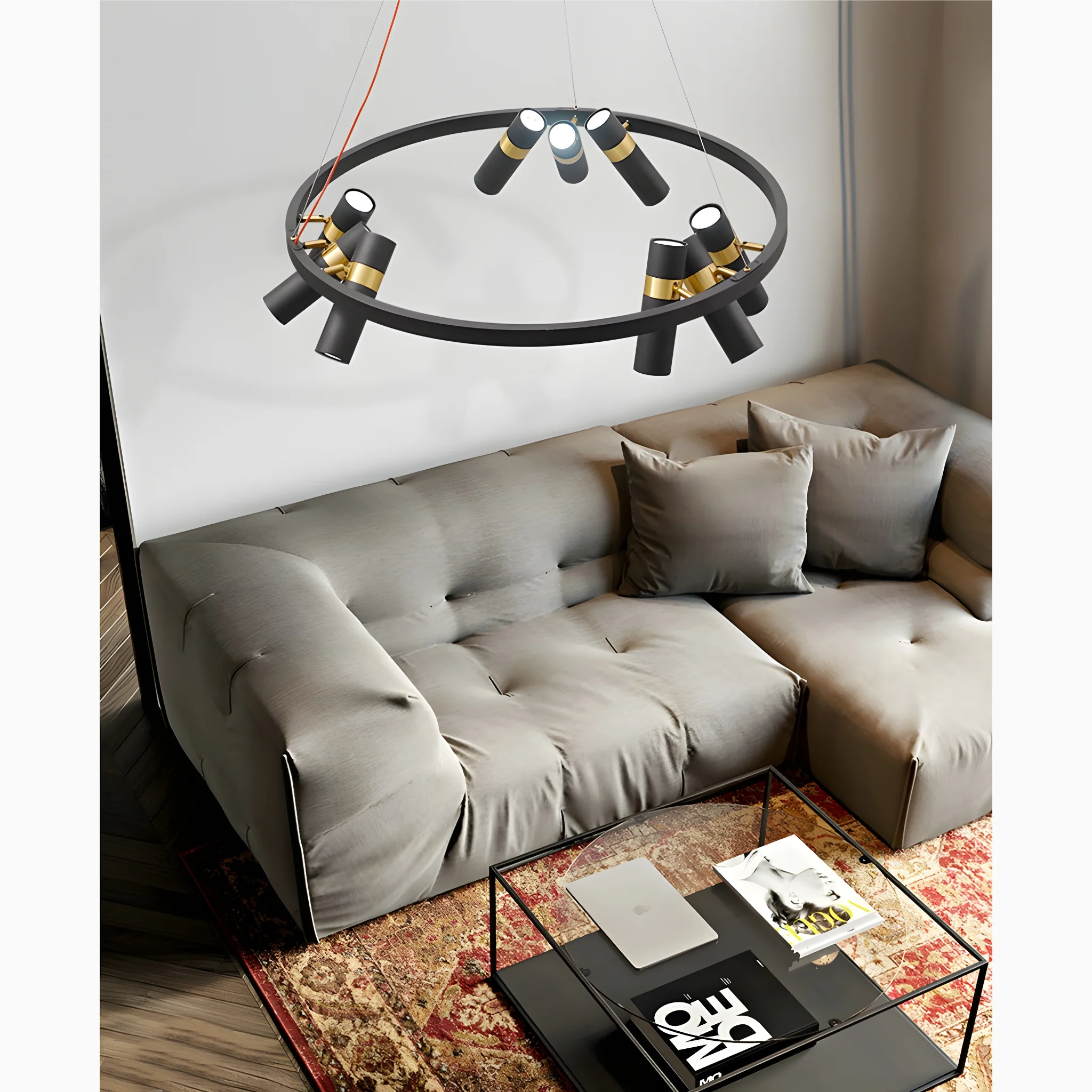 Celerina/Schlarigna | Round Black Metal LED Pendant Light