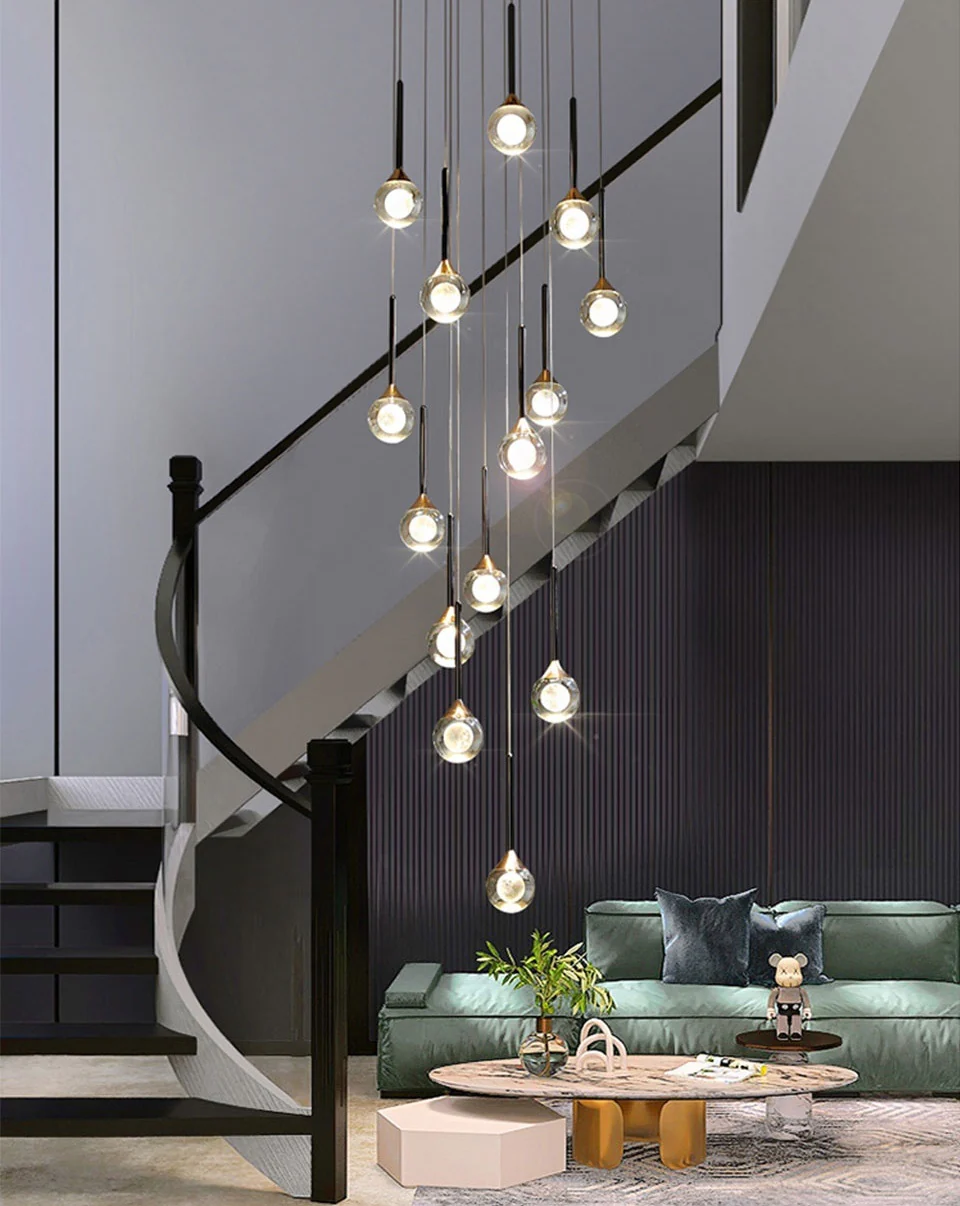 Peillon | Gold Crystal Raindrop Glass Ball Chandelier