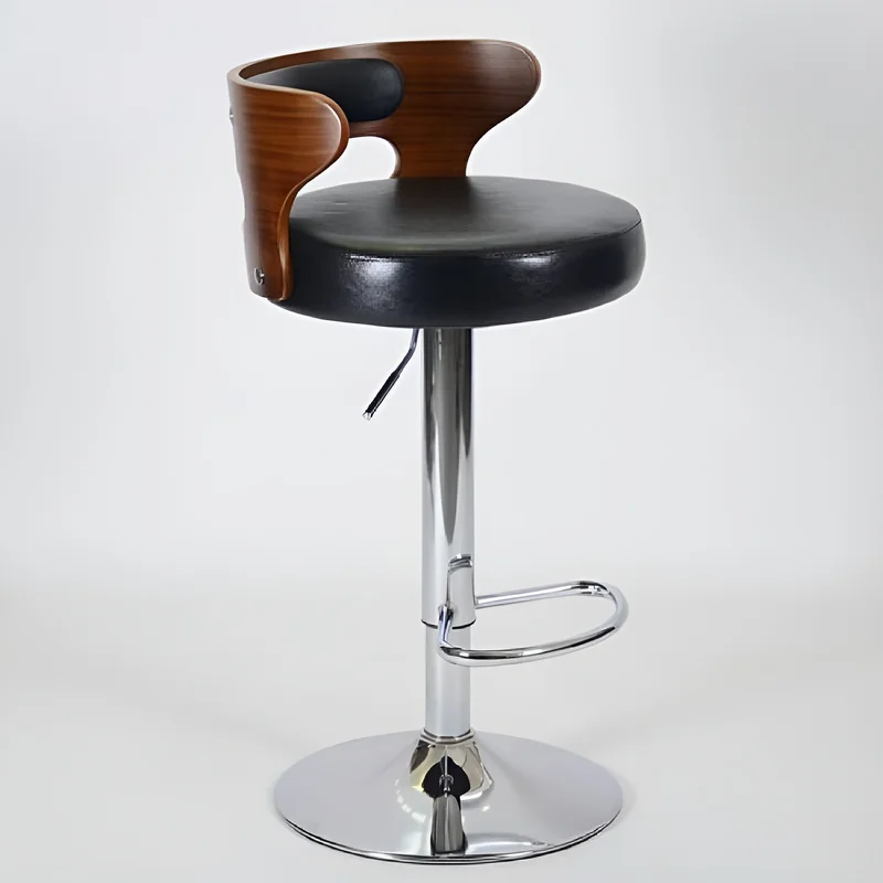 Metal Leg High Rotating Lifting Bar Stool Made of Leather