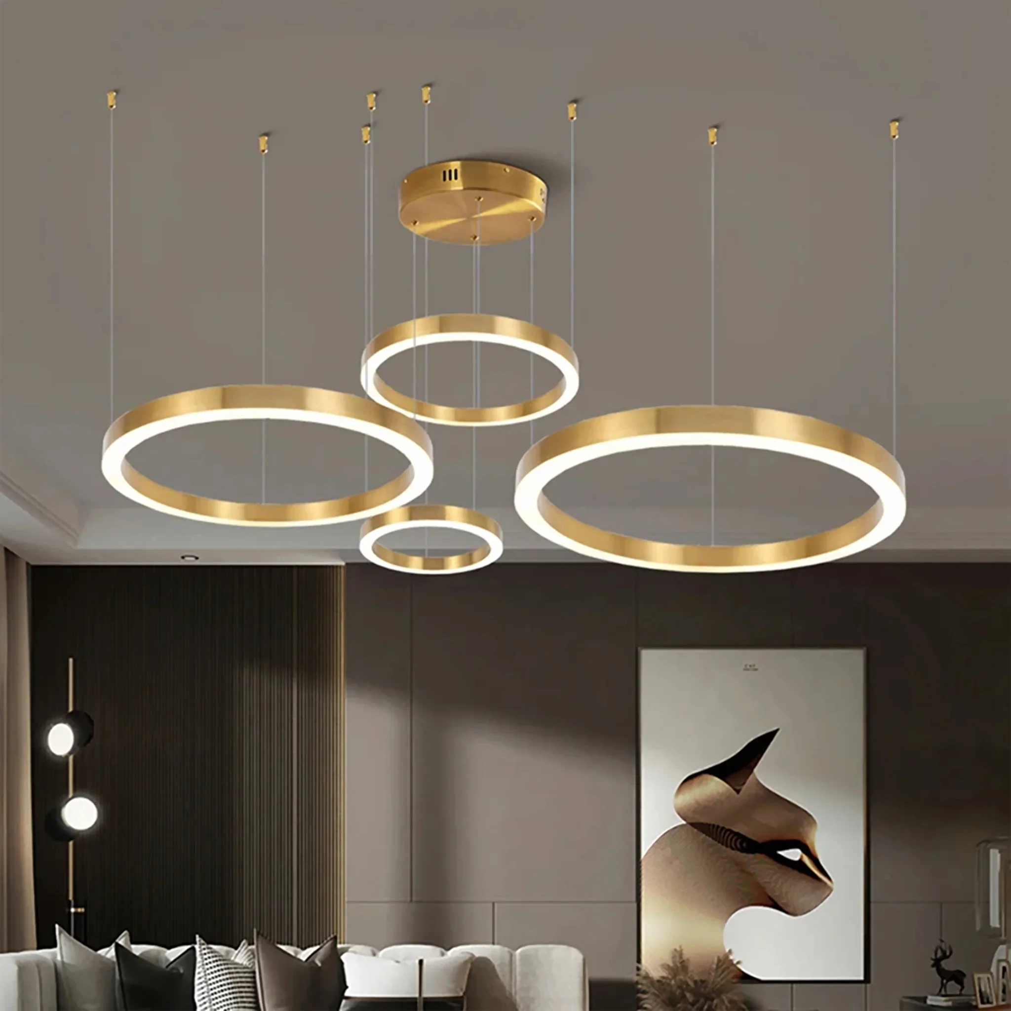 Thalwil | Classy Gold Rings Ceiling Chandelier