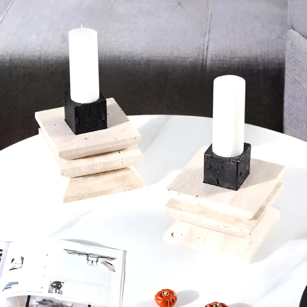 Natural Modern Travertine Stone Candle Holder