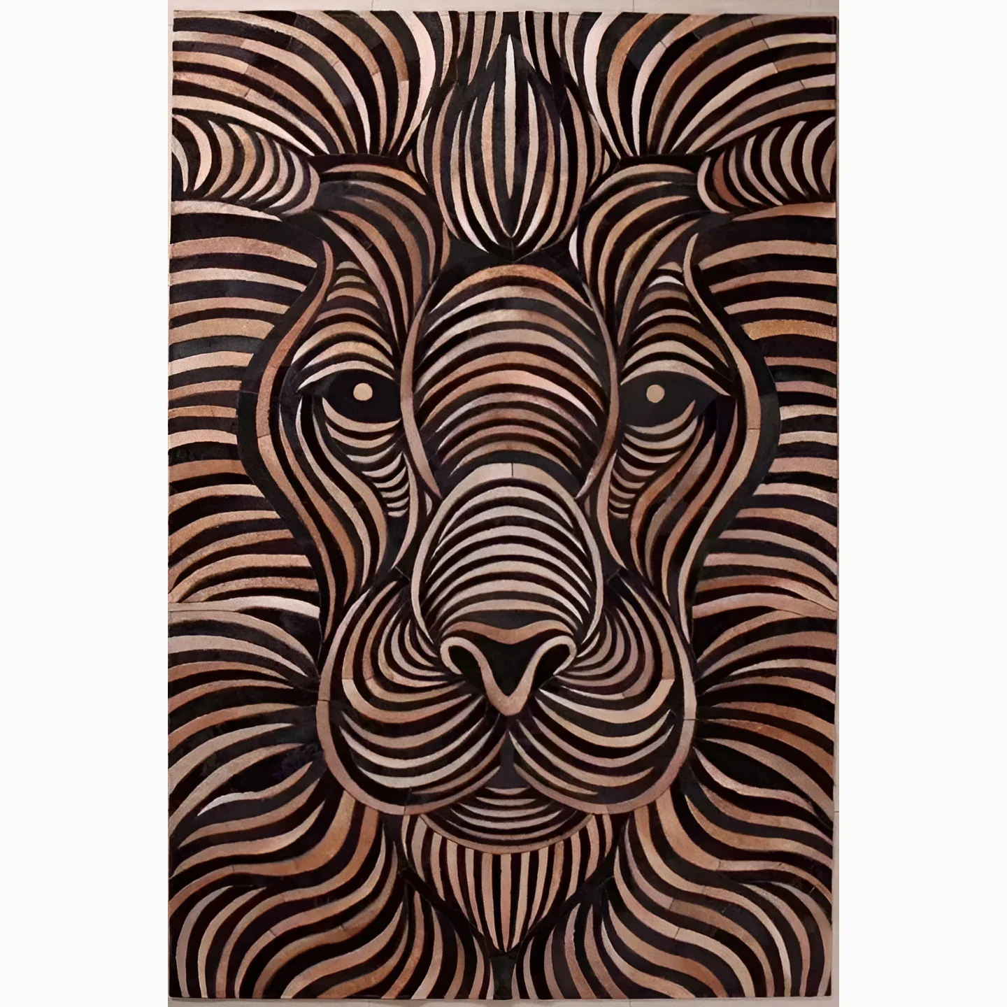 Natural Cowhide Carpet With Lion Pattern