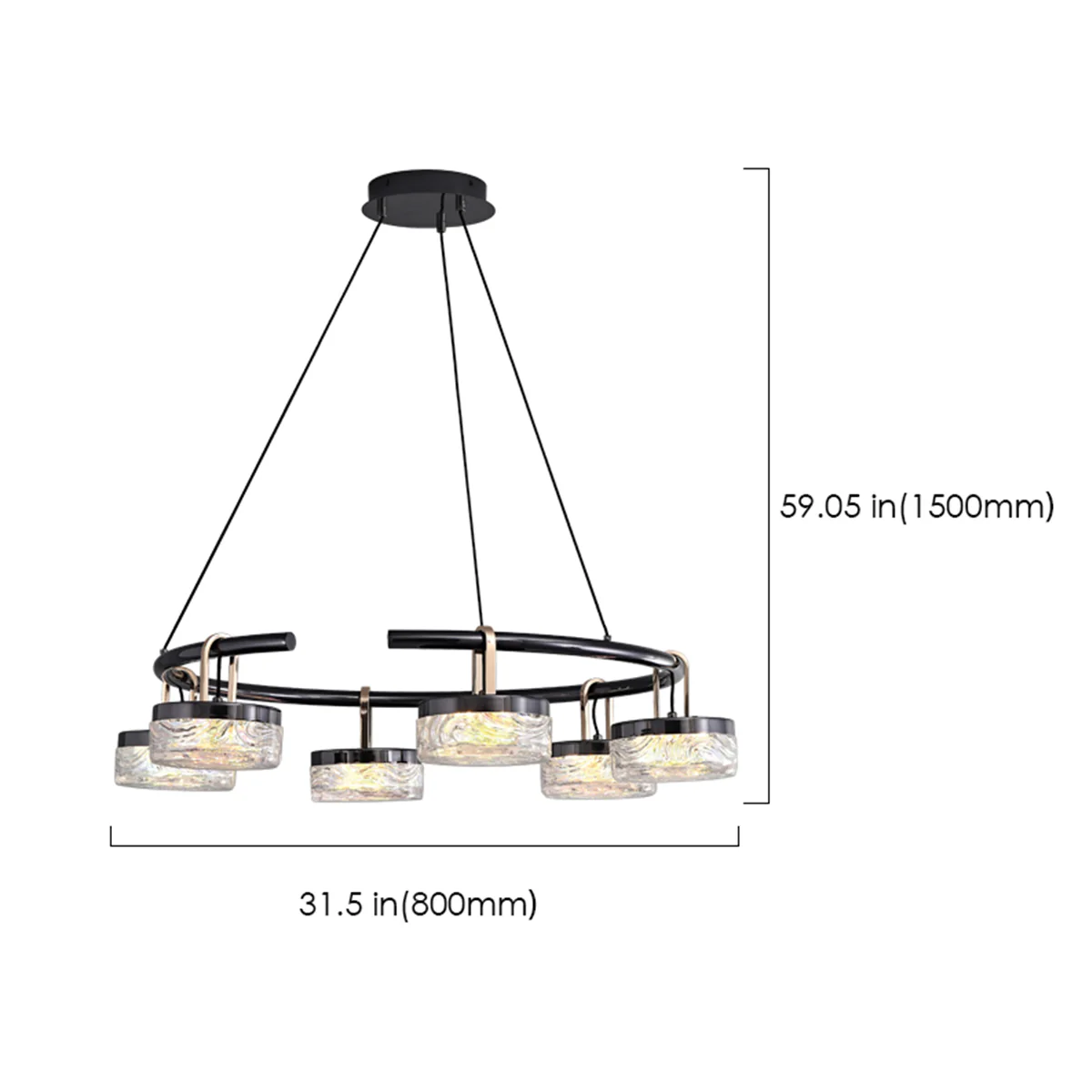 Pearl Black and Champagne Gold Illumination Pendant Fixture