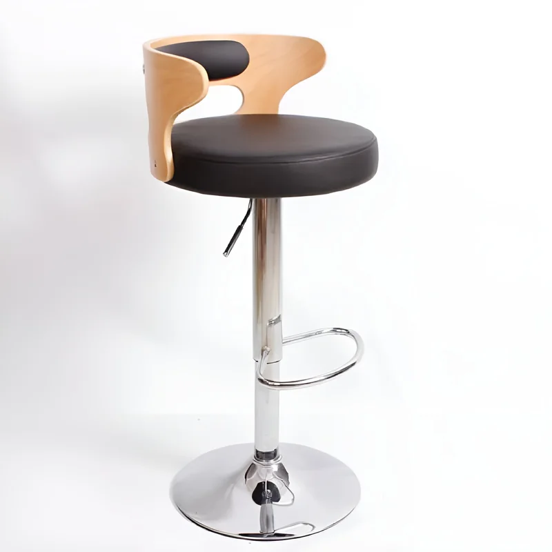 Metal Leg High Rotating Lifting Bar Stool Made of Leather