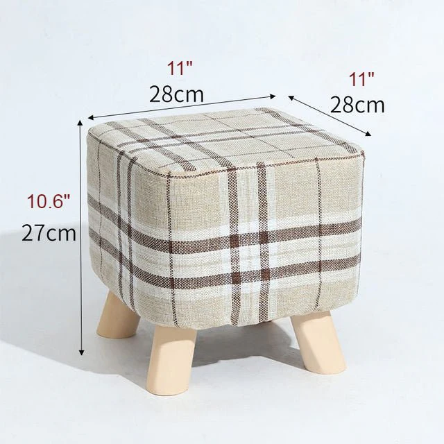 Square Round Modern Ottoman Made of Solid Wood