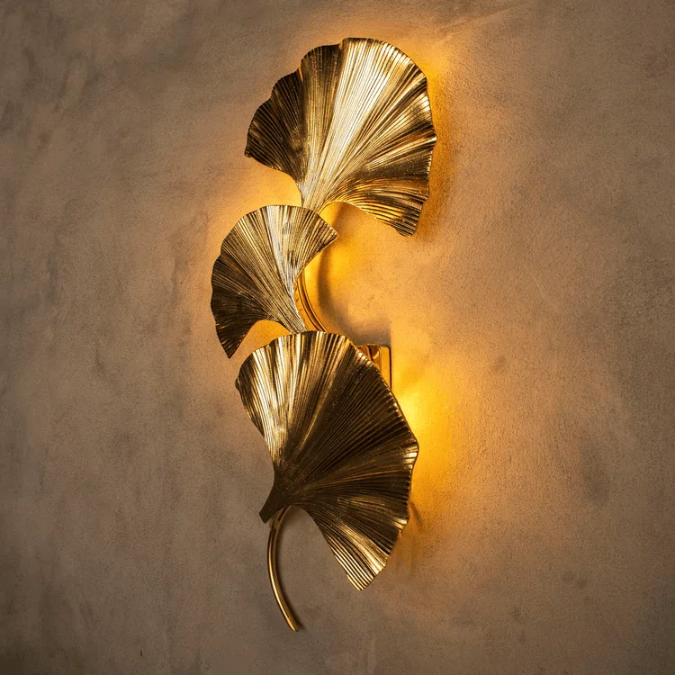Luxury Wall Lamp in the Shape of Ginkgo Leaf for Living Room, Bedroom