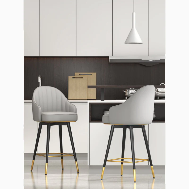 Modern Rotating High Bar Chair with Backrest for Living Room and Restaurants