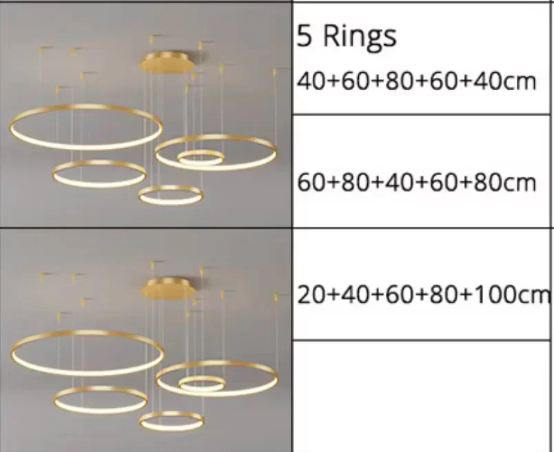 Thalwil | Classy Gold Rings Ceiling Chandelier