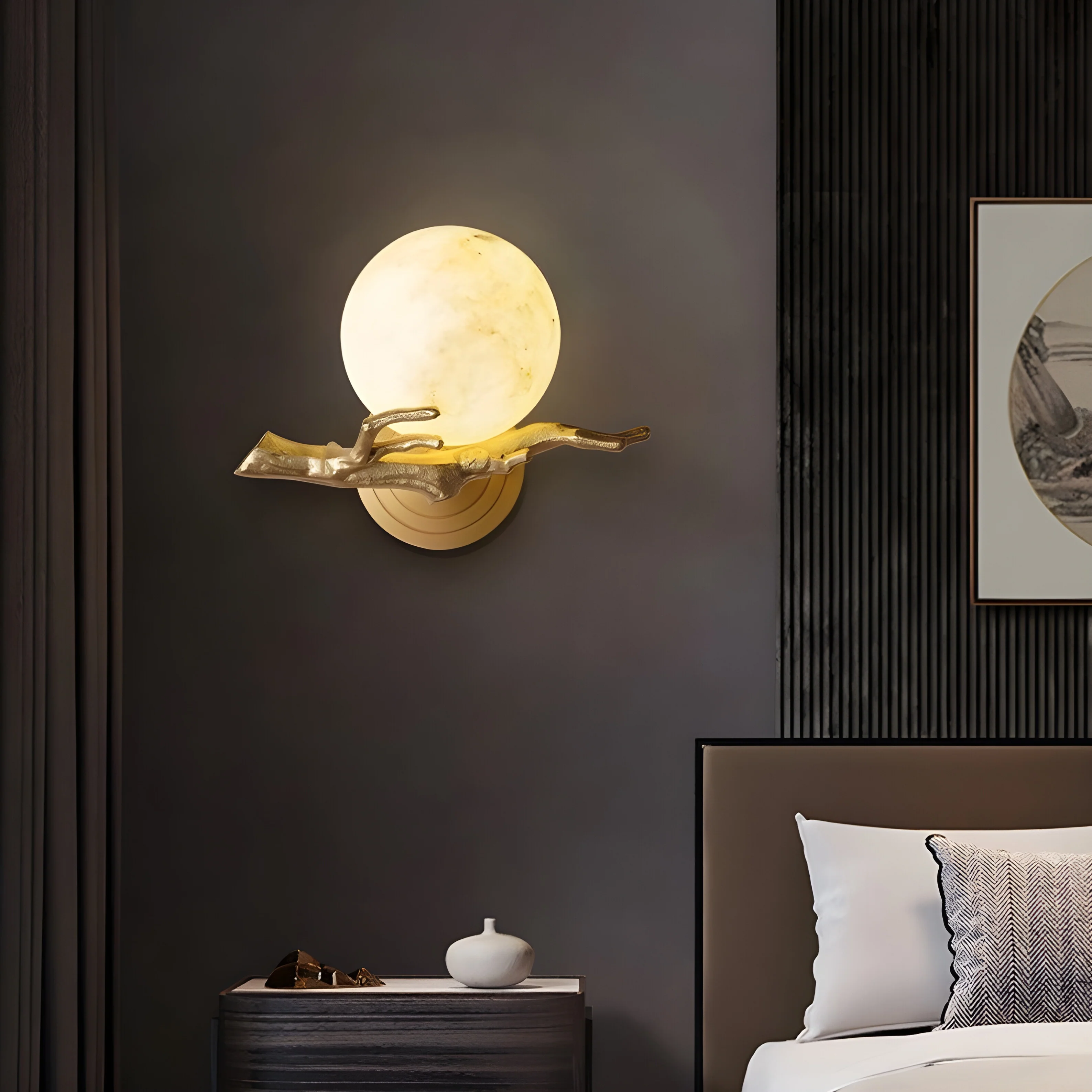 Creative Wall Lamp in the Shape of the Moon for Bedroom, Living Room