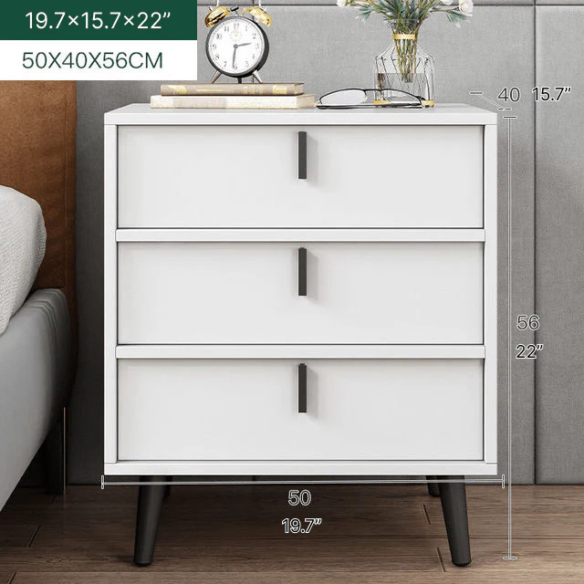 Modern Wooden Bedside Table with 3 Drawers
